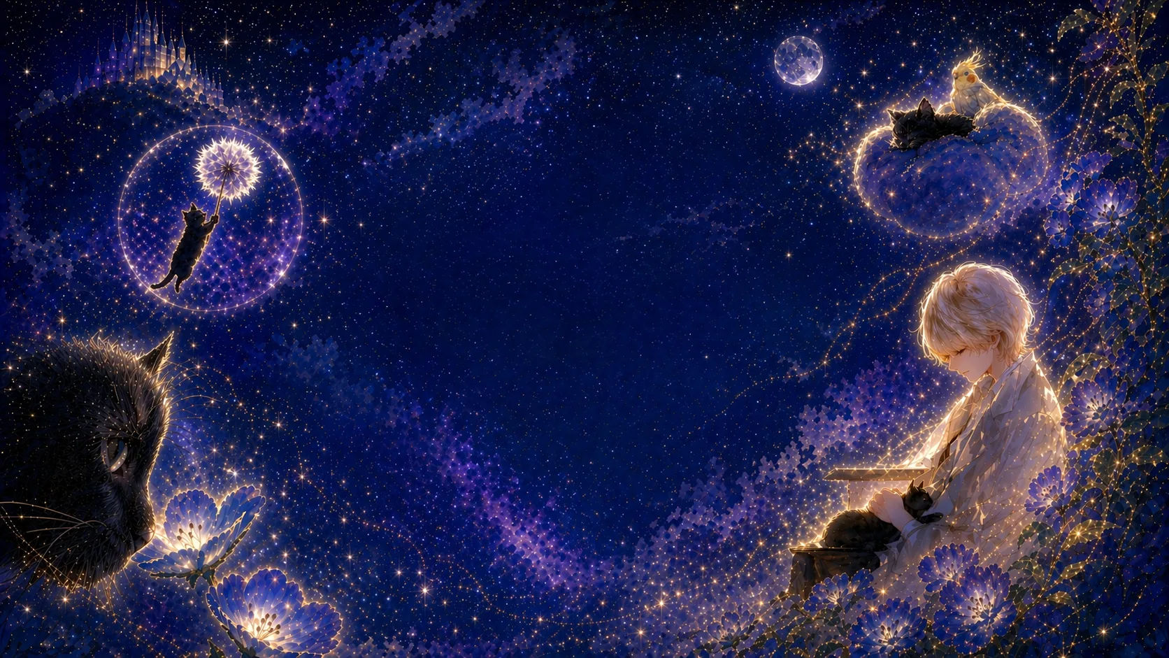 Atelier Na-ya — 黒猫と星が灯す、夜のAIアート作品